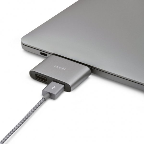 Moshi USB-C til dobbelt USB-A-adapter titaniumgrå
