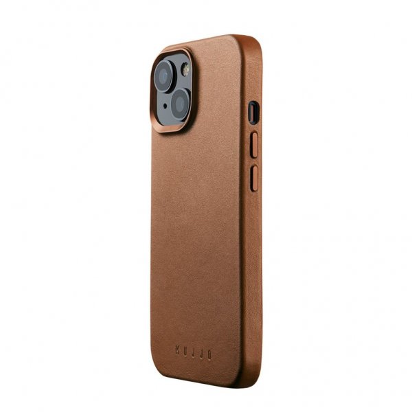 Mujjo iPhone 15 Cover Full Leather Case Dark Tan