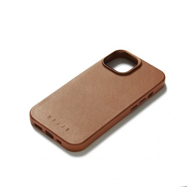 Mujjo iPhone 15 Cover Full Leather Case Dark Tan