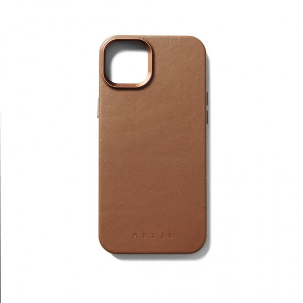 Mujjo iPhone 15 Cover Full Leather Case Dark Tan
