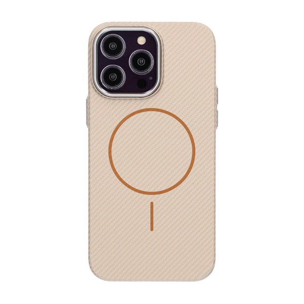 iPhone 14 Pro Max Cover Kulfibermønster MagSafe Guld