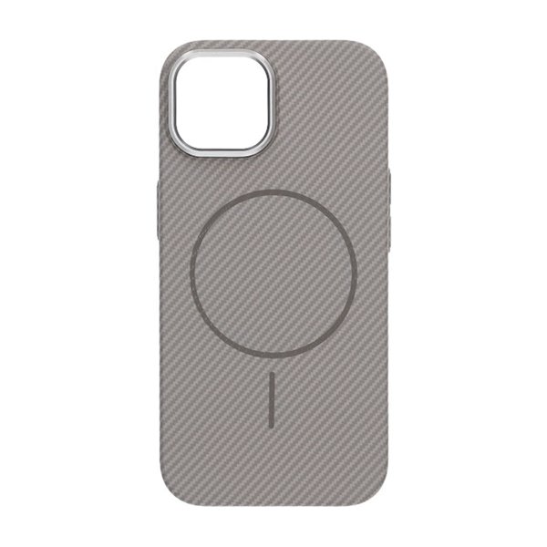 iPhone 15 Cover Kulfibermønster MagSafe Grå