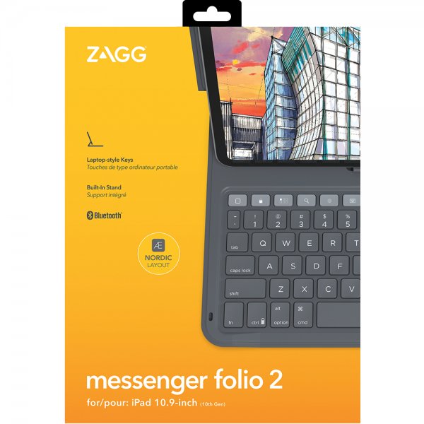 ZAGG iPad 10.9 (gen 10)/iPad 11 (A16) Etui med tastatur Messenger Folio 2 Nordic Layout Charcoal