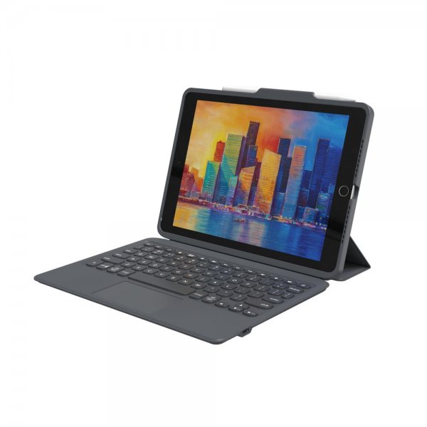 ZAGG iPad 10.2 Etui med tastatur Pro Keys with Trackpad Nordic Sort Grå