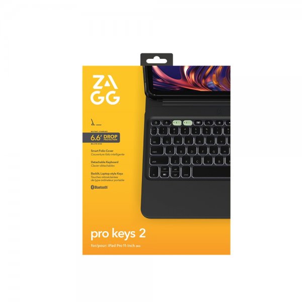 ZAGG iPad Pro 11 (M4/M5) Cover med Tastatur Pro Keys 2 Nordisk Layout Sort