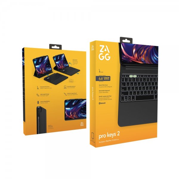ZAGG iPad Pro 13 (M4/M5) Cover med Tastatur Pro Keys 2 Nordisk Layout Sort