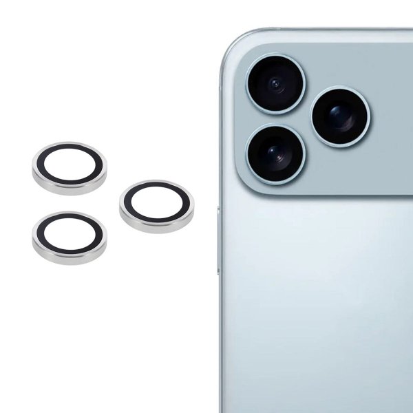 iPhone 17 Pro Max Kamerabeskyttelse i Hærdet Glas Sølv