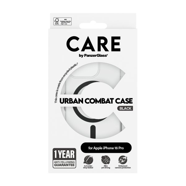 CARE by PanzerGlass iPhone 16 Pro Cover Urban Combat MagSafe Sort Transparent