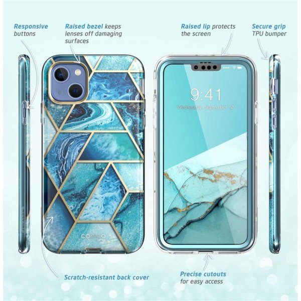 Supcase iPhone 14 Plus Cover Cosmo Blue Marble