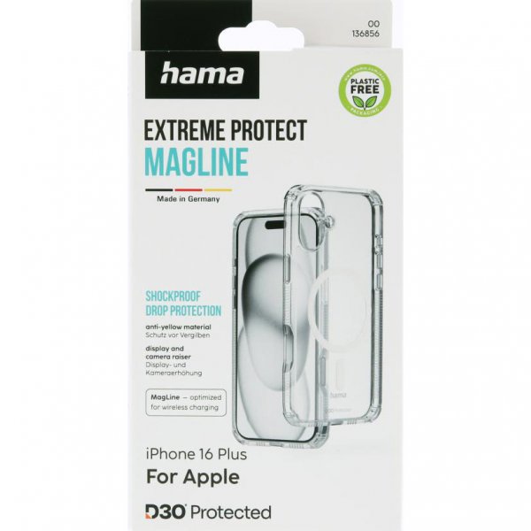 Hama iPhone 16 Plus Cover Extreme Protect MagLine Transparent