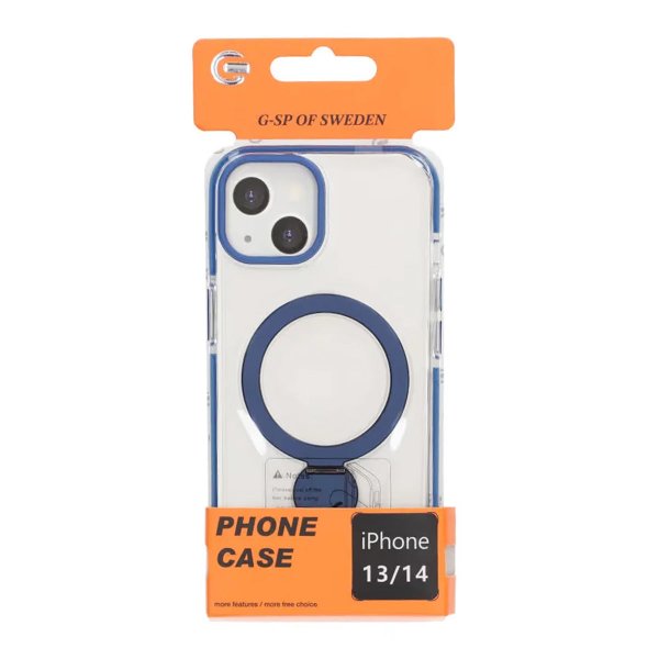 iPhone 13/iPhone 14 Cover Ringstander MagSafe Blå