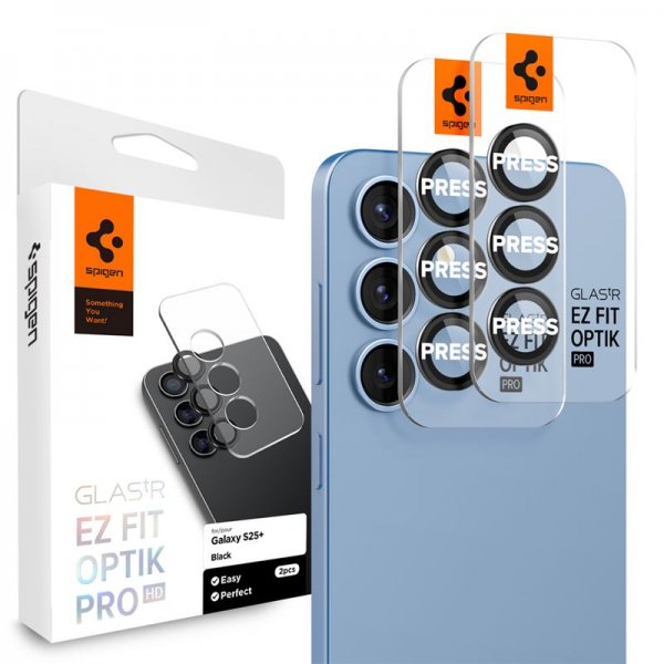 Spigen Samsung Galaxy S25 Plus Kamerabeskyttelse GLAS.tR EZ Fit Optik Pro 2-pak Sort
