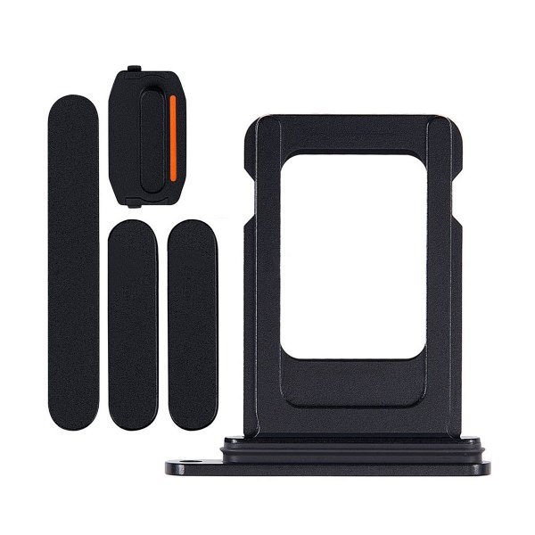 Knapper og SIM-kortholder til iPhone 15 og 15 Plus - Sort