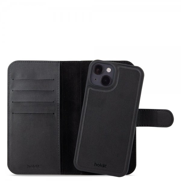 holdit iPhone 13/iPhone 14 Cover Wallet Case Magnet Plus Black