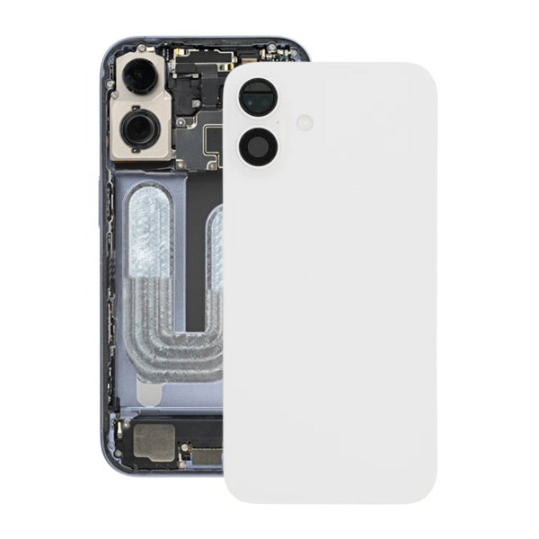 iPhone 16 Plus Bagside Glas Komplet OEM - Hvid