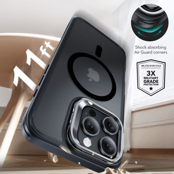 ESR iPhone 16 Pro Max Cover og Skærmbeskyttelse Classic Hybrid Kickstand MagSafe Sæt Sort