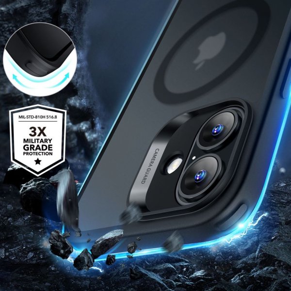 ESR iPhone 16 Cover og Skærmbeskyttelse Classic Hybrid MagSafe Sæt Frostet Sort
