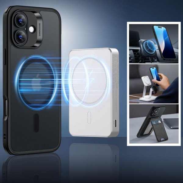 ESR iPhone 16 Cover og Skærmbeskyttelse Classic Hybrid MagSafe Sæt Frostet Sort