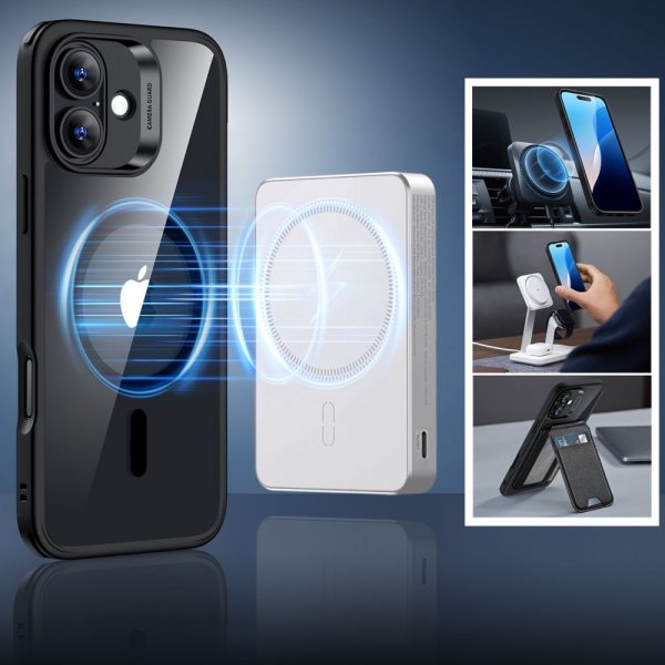 ESR iPhone 16 Cover og Skærmbeskytter Classic Hybrid MagSafe Sæt Sort Gennemsigtig