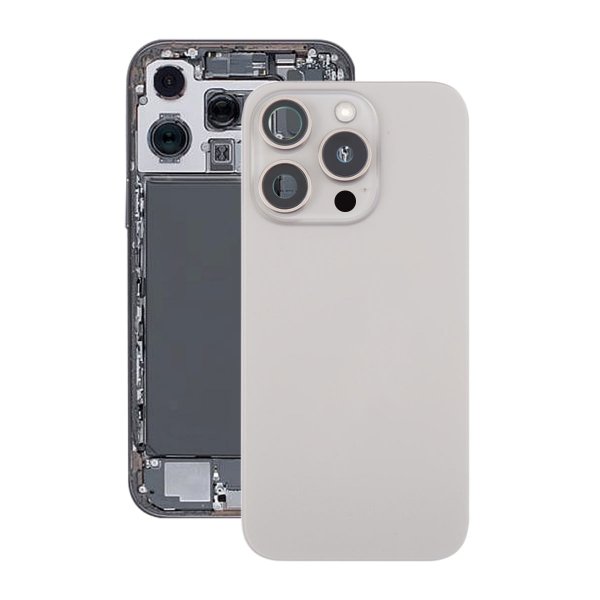 iPhone 16 Pro Max Bagside Glas Komplet OEM - Naturlig Titanium