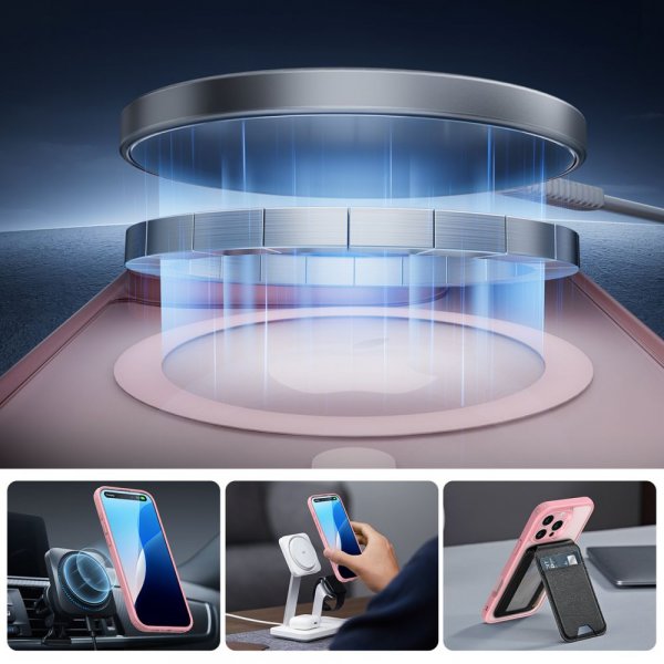 ESR iPhone 16 Pro Max Cover og Skærmbeskyttelse Classic Pro MagSafe Sæt Rosa