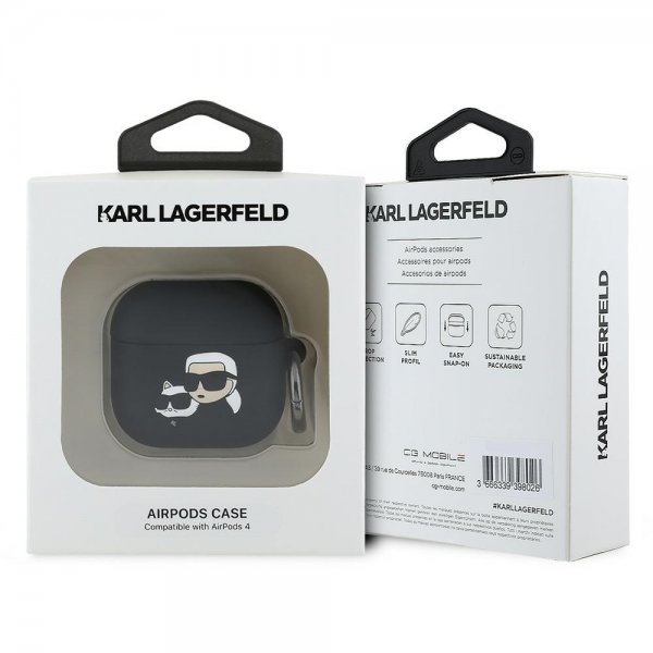 Karl Lagerfeld AirPods 4 Cover Karl & Choupette 3D Sort