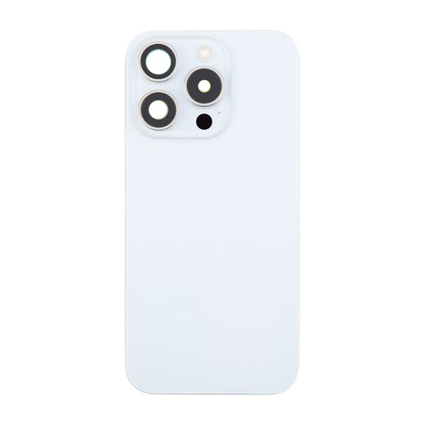 iPhone 16 Pro Max Bagsideglas Komplet OEM - Hvid Titan