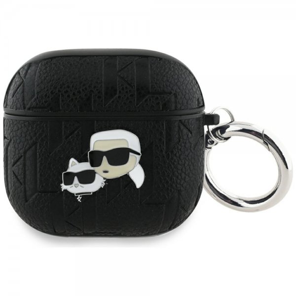 Karl Lagerfeld AirPods 4 Skal Monogram Karl & Choupette Sort