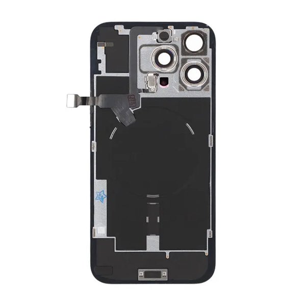 iPhone 16 Pro Max Bagsideglas Komplet OEM - Hvid Titan