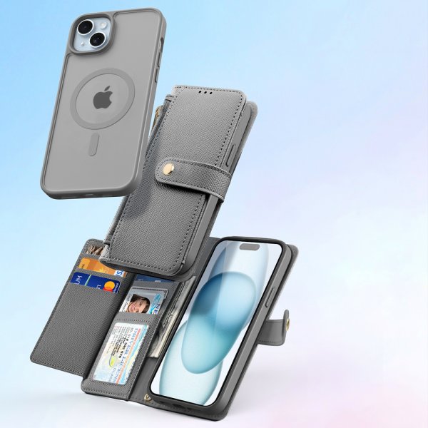 Dux Ducis iPhone 15 Cover 2-i-1 Lawa Series MagSafe Grå