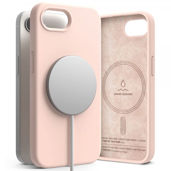 Ringke iPhone 16e/iPhone 17e Cover Silikone Magnetic Pink Sand