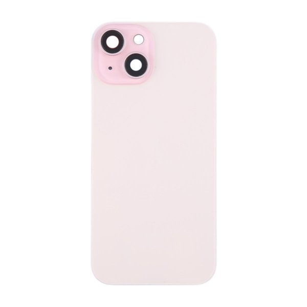 iPhone 15 Plus Bagsideglas med Magnet og Kameralinse - Rosa