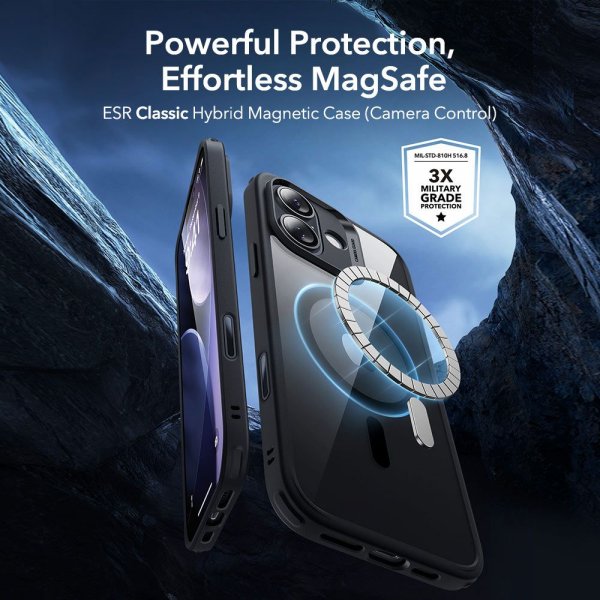 ESR iPhone 17 Cover og Skærmbeskytter Classic Hybrid MagSafe Sæt Sort Gennemsigtig