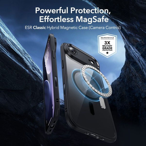 ESR iPhone Air Cover og Skærmbeskytter Klassisk Hybrid MagSafe Sæt Sort Gennemsigtig