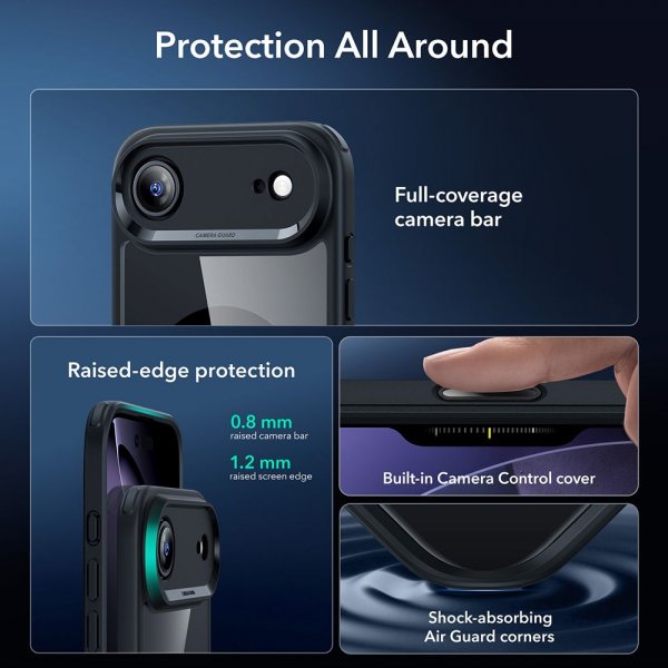 ESR iPhone Air Cover og Skærmbeskytter Klassisk Hybrid MagSafe Sæt Sort Gennemsigtig