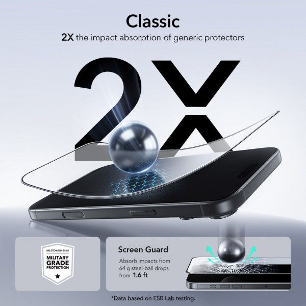 ESR iPhone 17 Pro Max Skærmbeskyttelse UltraFit 2-pak