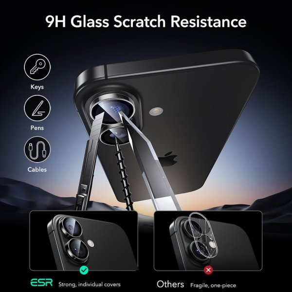 ESR iPhone 16/iPhone 16 Plus/iPhone 17 Kamerabeskyttelse Armorite Transparent