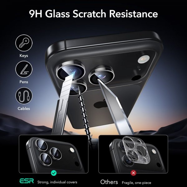 ESR iPhone 14/15/16/17 Pro & Pro Max Kamerabeskyttelse Armorite Transparent