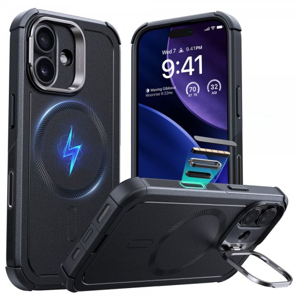 ESR iPhone 17 Cover Cyber Tough Kickstand MagSafe Sort