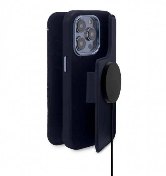 Decoded iPhone 14 Pro Foderal Læder Aftagelig Pung Navy