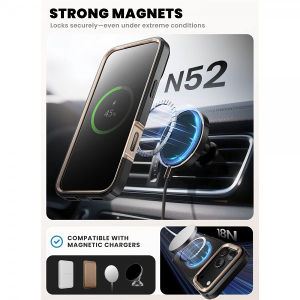 Supcase iPhone 17 Pro Cover Ares Flip MagSafe Guld