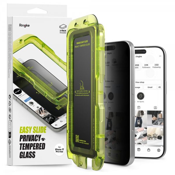 Ringke iPhone 17 Pro Max Skærmbeskyttelse Easy Slide Privacy 2-pak