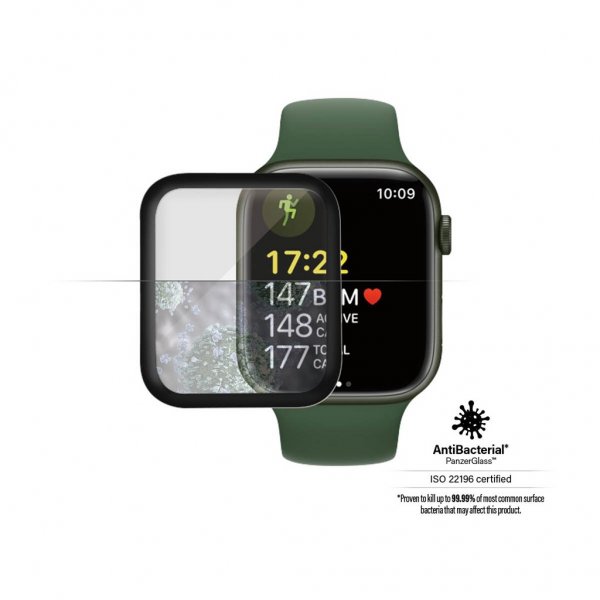 PanzerGlass Apple Watch 41mm (Series 7/8/9) Skærmbeskyttelse Antibacterial Sort