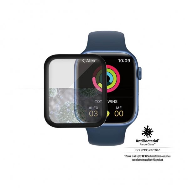 PanzerGlass Apple Watch 45mm Skærmbeskytter Antibacterial Sort