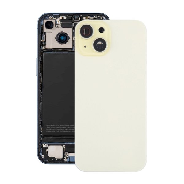 iPhone 15 Plus Bagside Glas med Magnet og Kameralinse - Gul