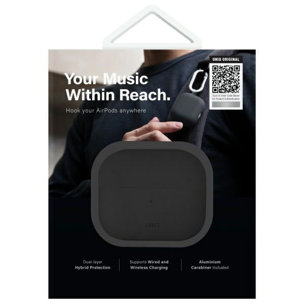 UNIQ AirPods 4 Cover med Earhooks Nexo Sort