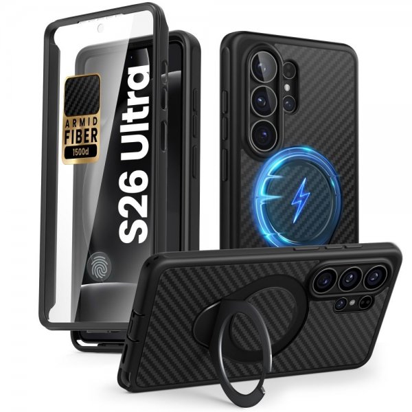 Supcase Samsung Galaxy S26 Ultra Cover Cosmo MagSafe Kevlar Sort