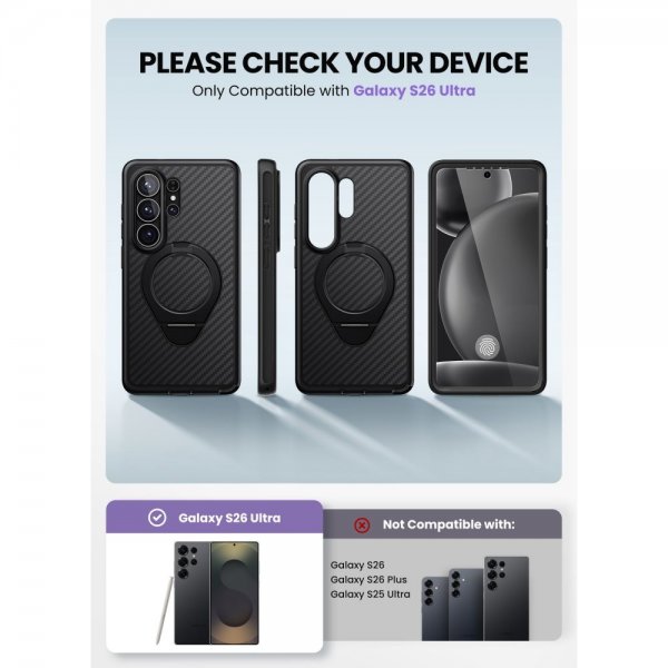 Supcase Samsung Galaxy S26 Ultra Cover Cosmo MagSafe Kevlar Sort