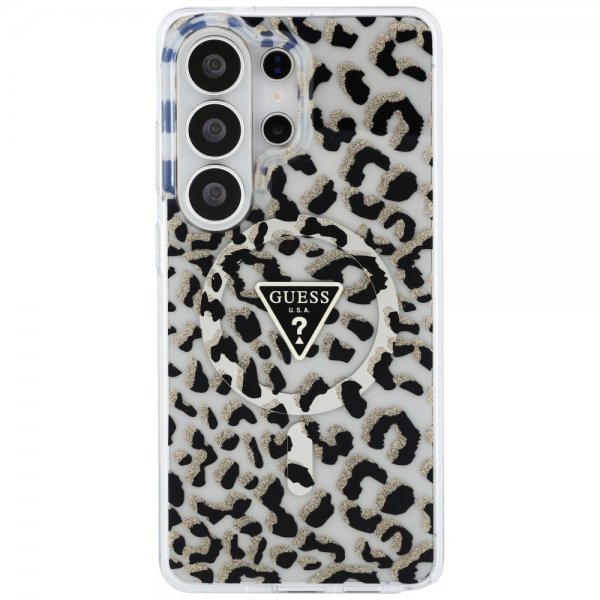 Guess Samsung Galaxy S26 Ultra Cover Leopard Print MagSafe Sort Hvid