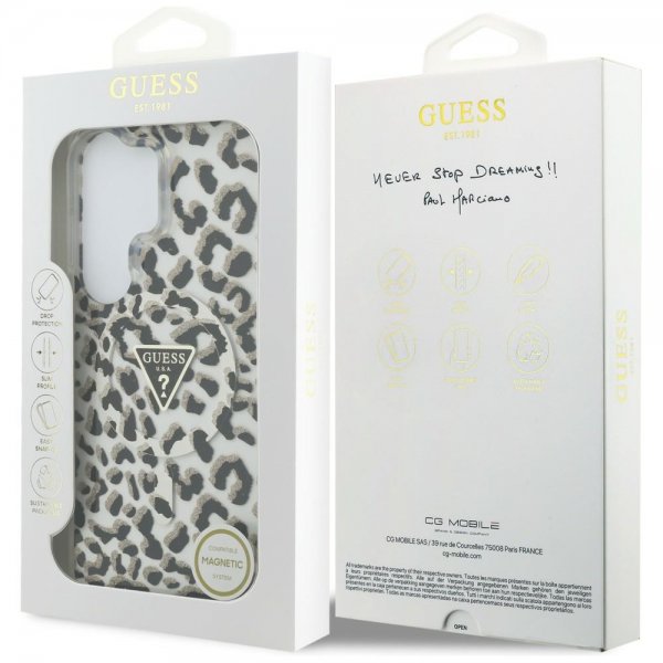 Guess Samsung Galaxy S26 Ultra Cover Leopard Print MagSafe Sort Hvid
